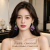 Spring Shi Original purple grape-shaped earrings, silver needle stud earrings, vintage style accessories details Picture